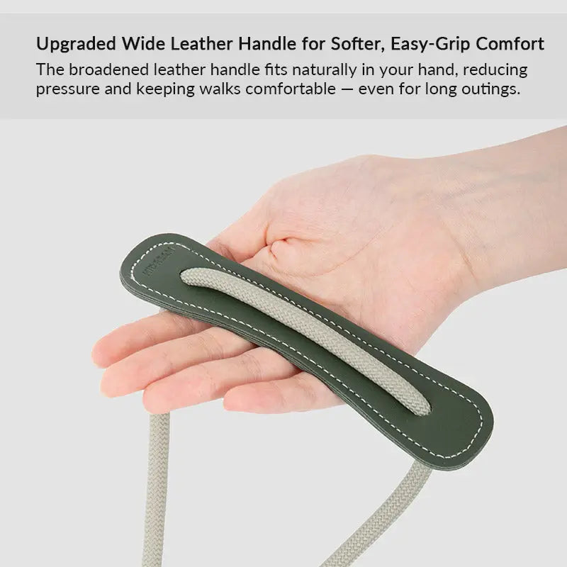 Leather & Thick Round Rope Dog Leash – Leash Only or Harness & Leash Set Pet Park